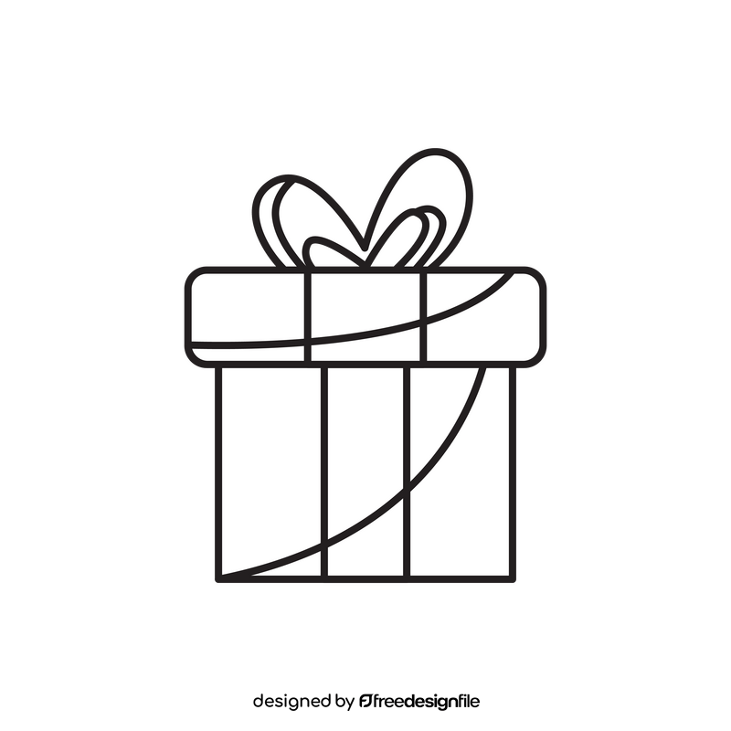 Gift box drawing black and white clipart