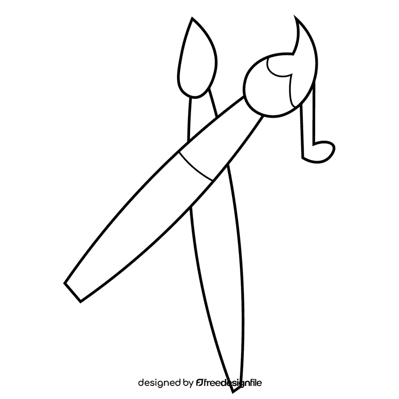 Artist brushes black and white clipart