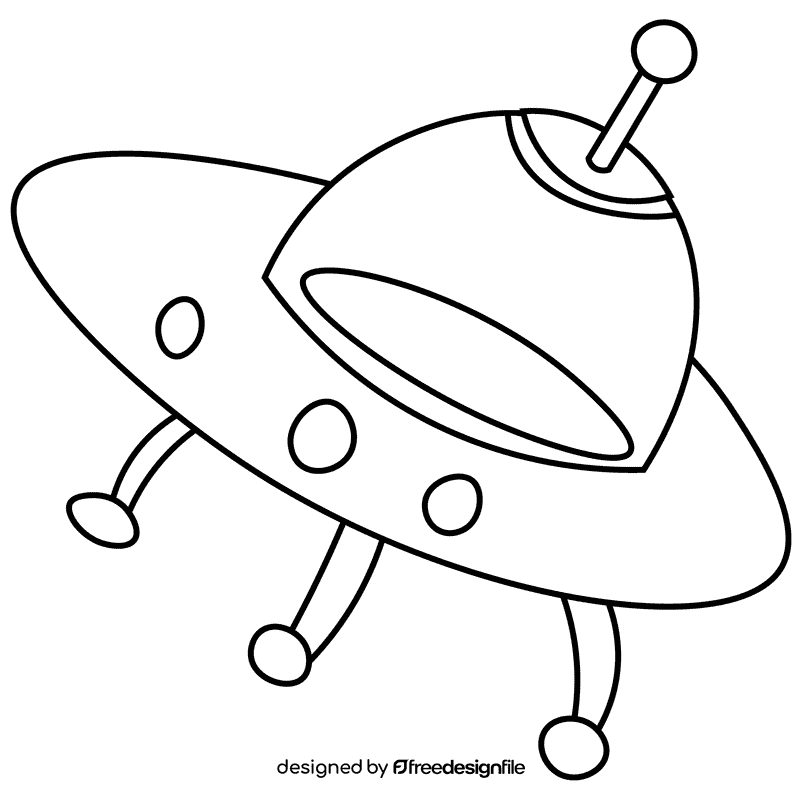 Astronaut ufo black and white clipart
