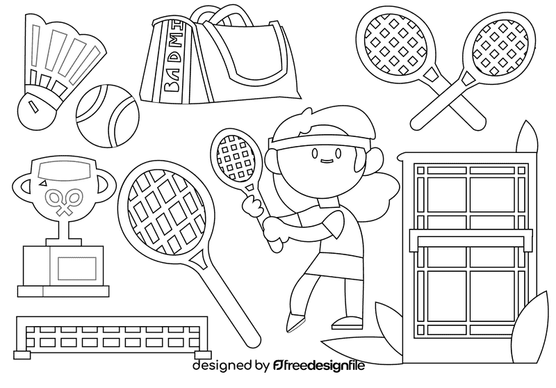 Badminton black and white vector