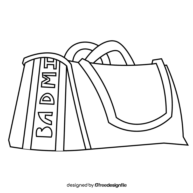 Badminton bag black and white clipart