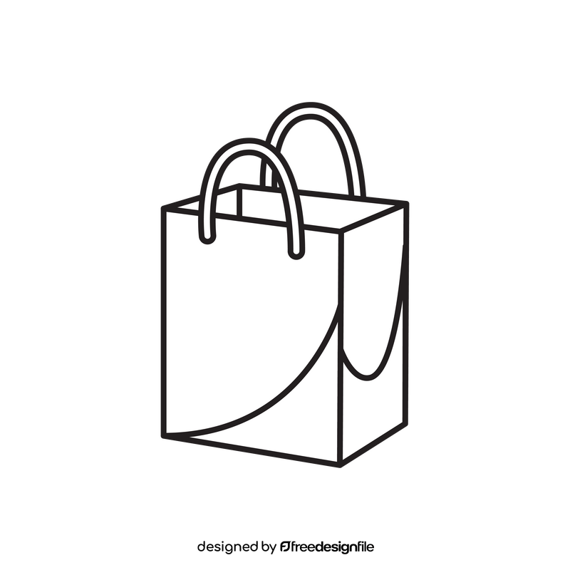Shopping bag drawing black and white clipart