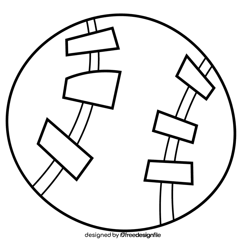 Baseball ball black and white clipart