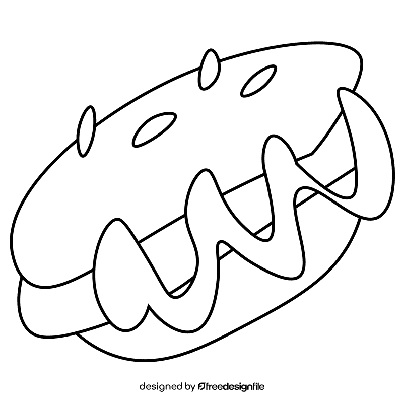 Baseball hot dog black and white clipart