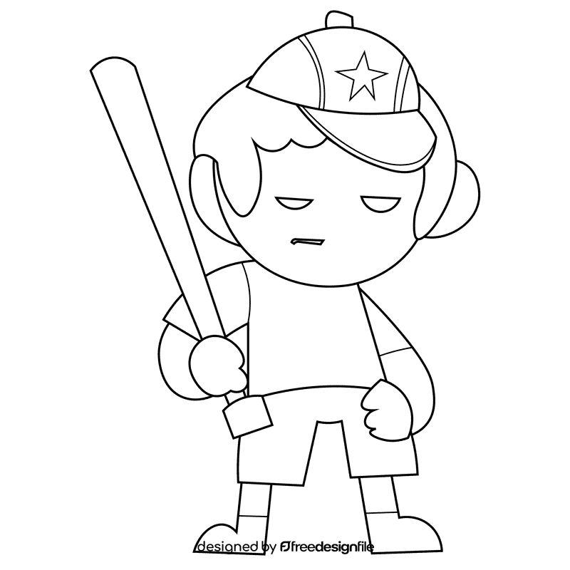 Baseball player black and white clipart
