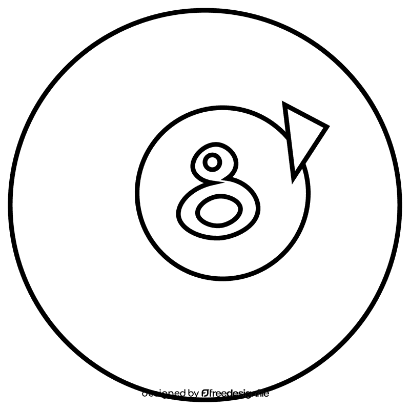 Snooker, billiard ball black and white clipart