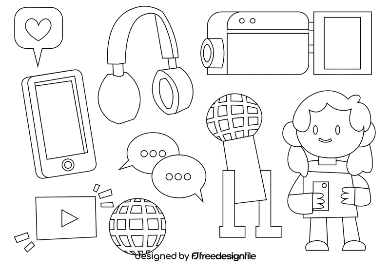 Blogger black and white vector