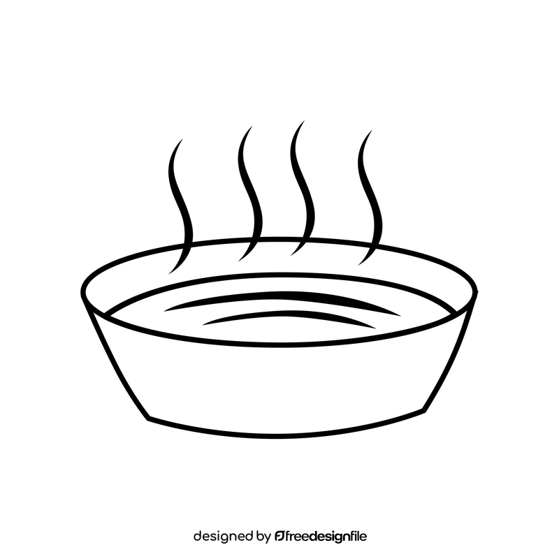 Hot water in bowl drawing black and white clipart free download