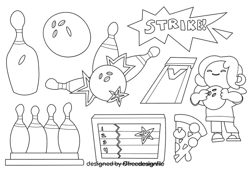 Bowling black and white vector