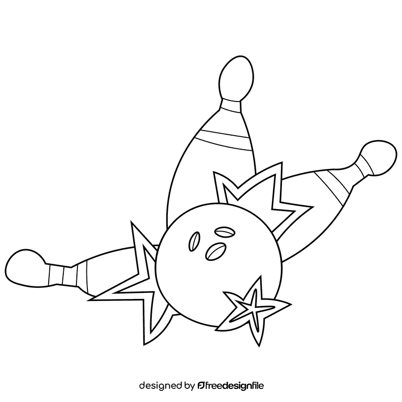 Bowling hit black and white clipart