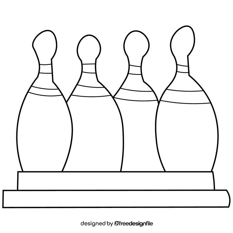 Bowling pins black and white clipart