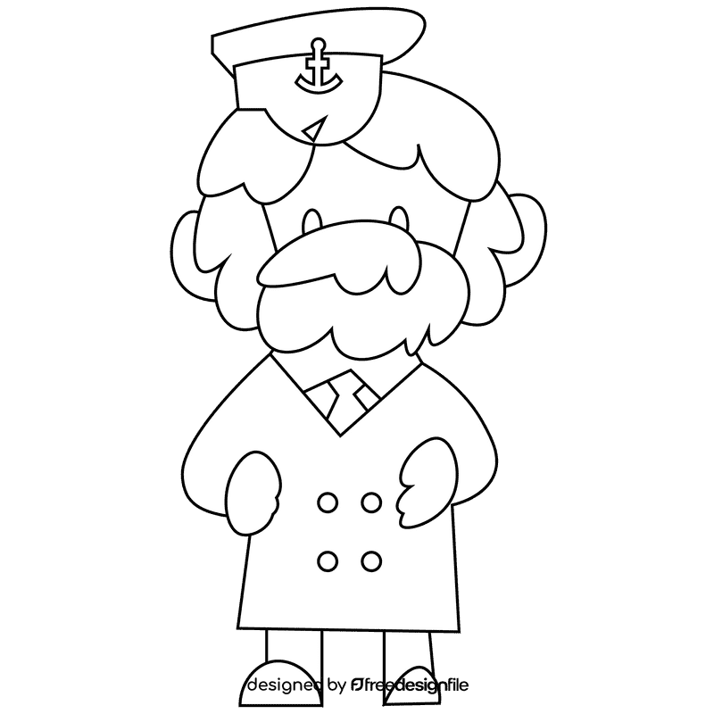 Captain black and white clipart