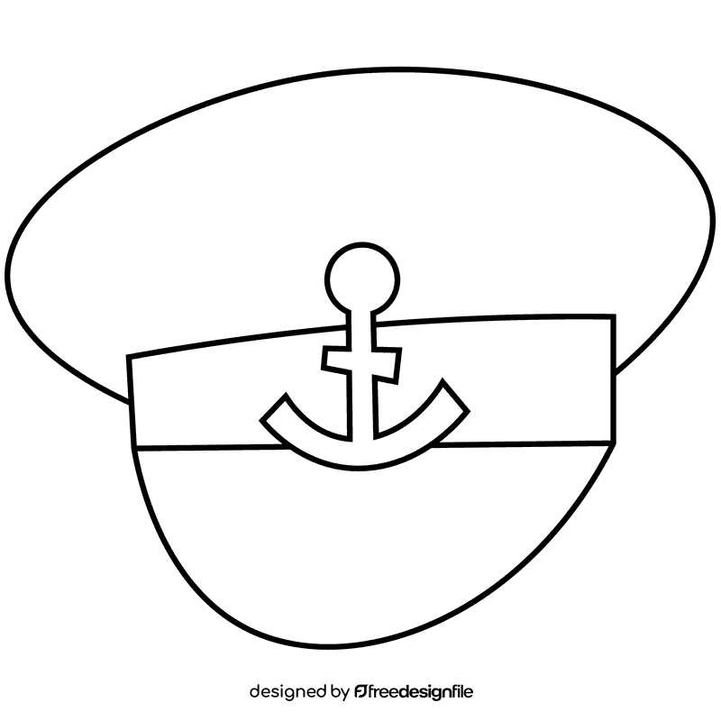 Captain hat black and white clipart