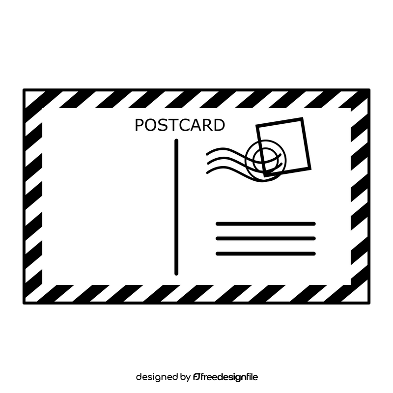 Postcard drawing black and white clipart
