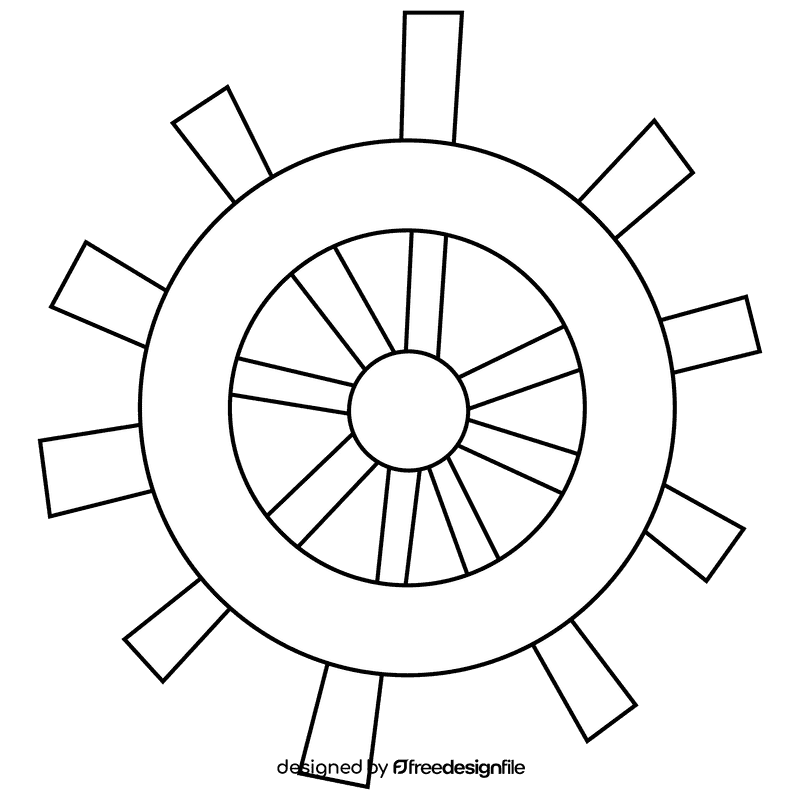 Captain wheel black and white clipart