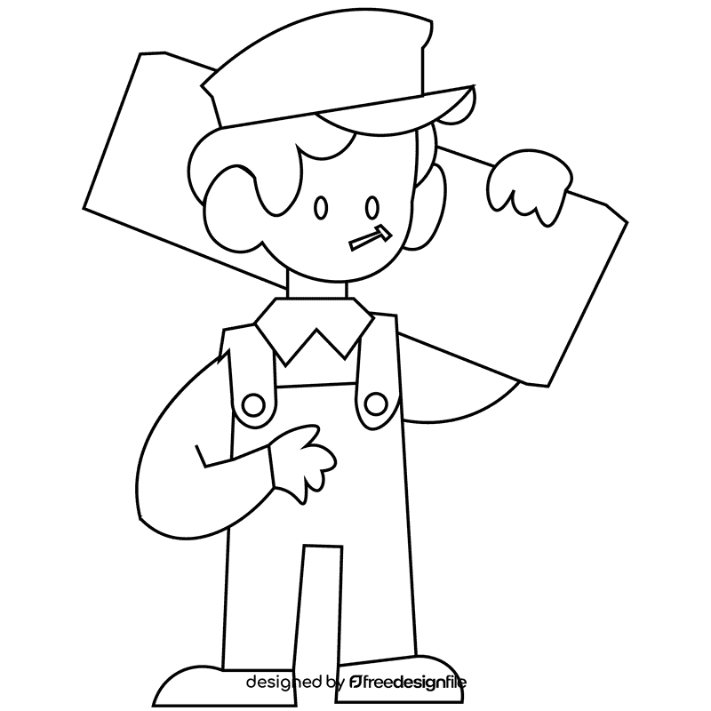 Carpenter black and white clipart