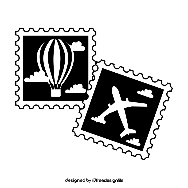 Postage stamps black and white clipart