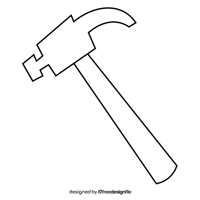 Carpenter hammer black and white clipart