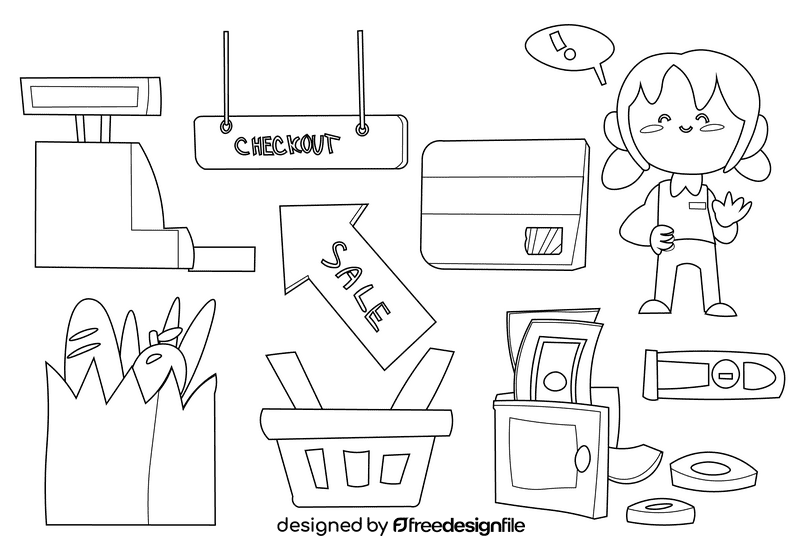 Cashier black and white vector