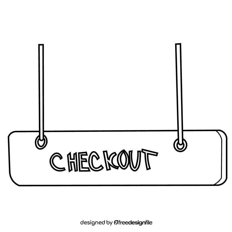 Cashier signboard black and white clipart