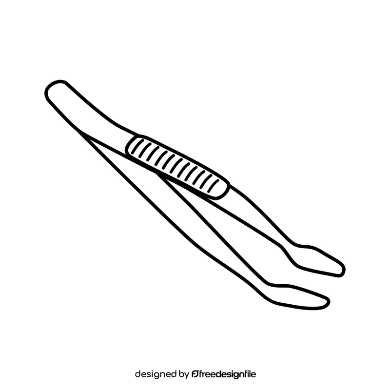 Stamp tongs drawing black and white clipart