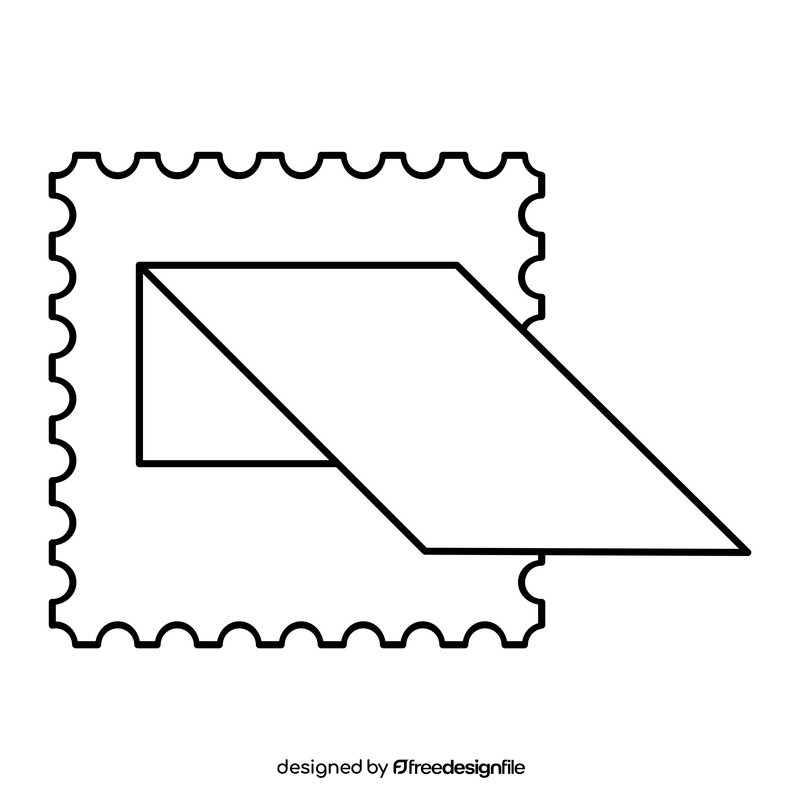 Stamp hinge drawing black and white clipart