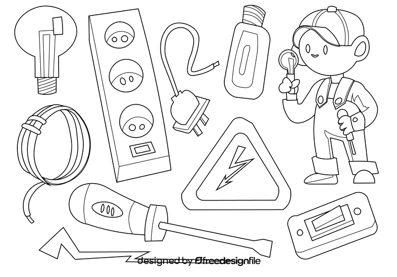 Electrician black and white vector