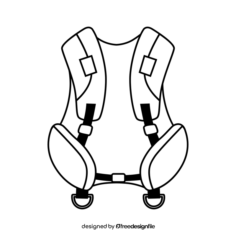 Diving buoyancy compensator drawing black and white clipart