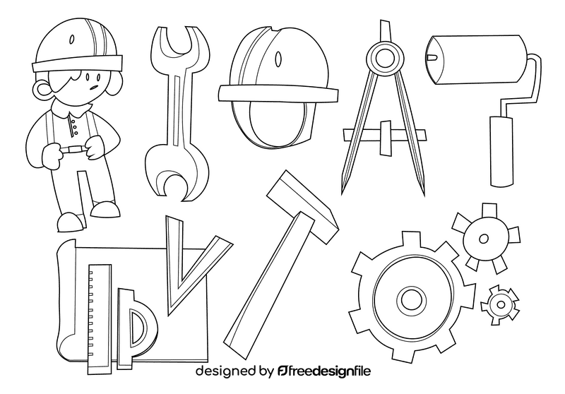 Engineer black and white vector