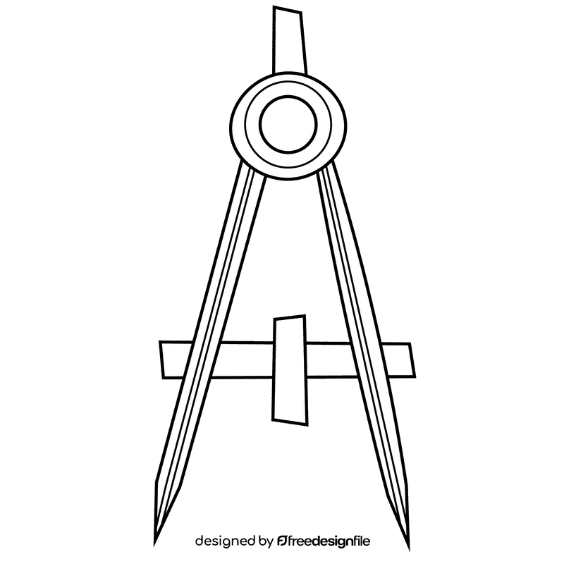 Engineer compass black and white clipart