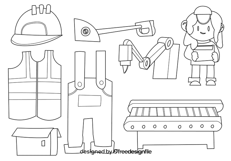 Factory worker black and white vector