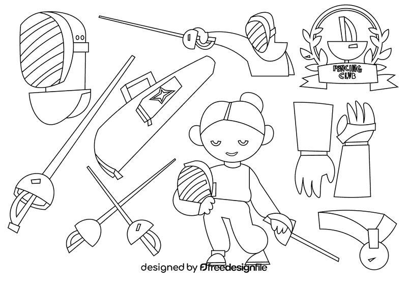 Fencing black and white vector