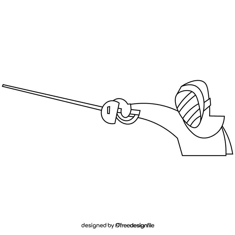 Fencing attack black and white clipart