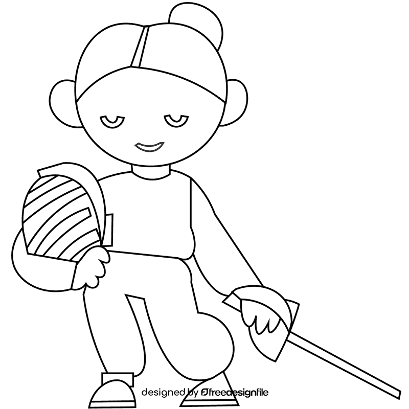 Fencer black and white clipart