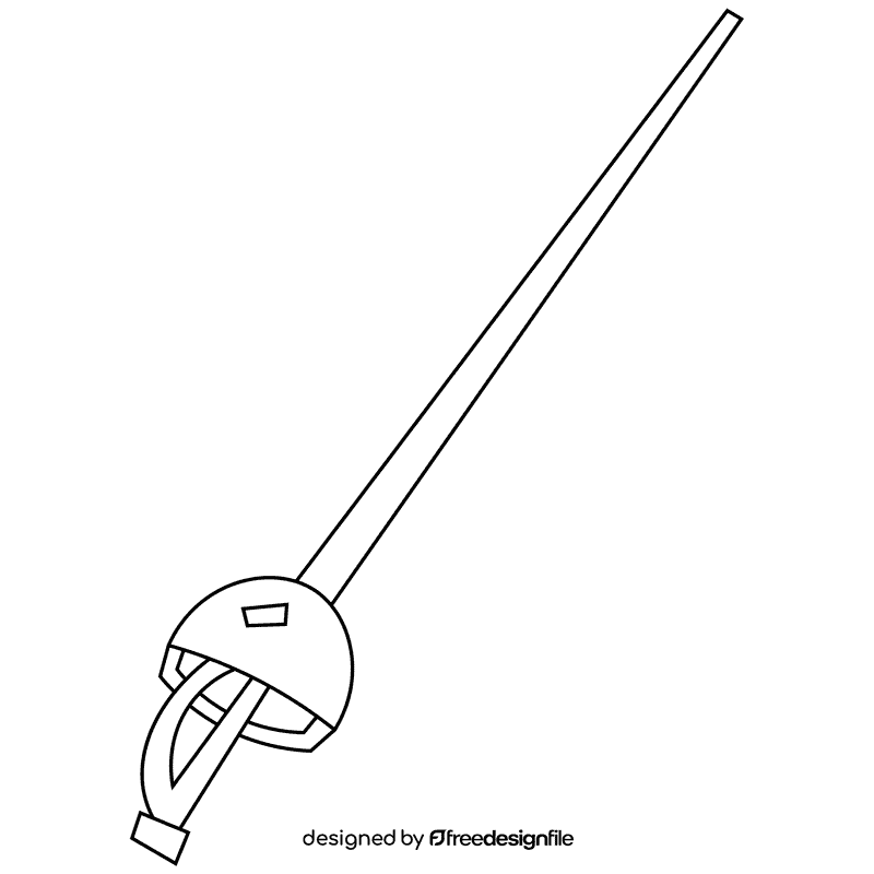 Fencing rapier black and white clipart