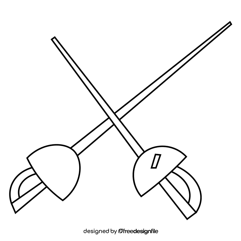 Fencing rapiers black and white clipart