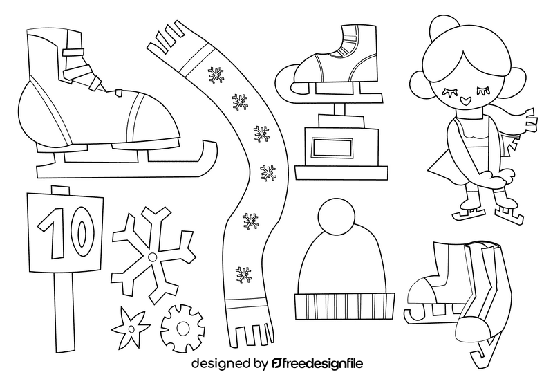 Figure skater black and white vector