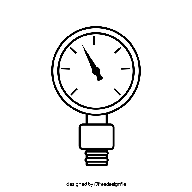 Pressure gauge drawing black and white clipart