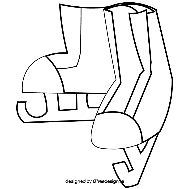Figure skater skates black and white clipart