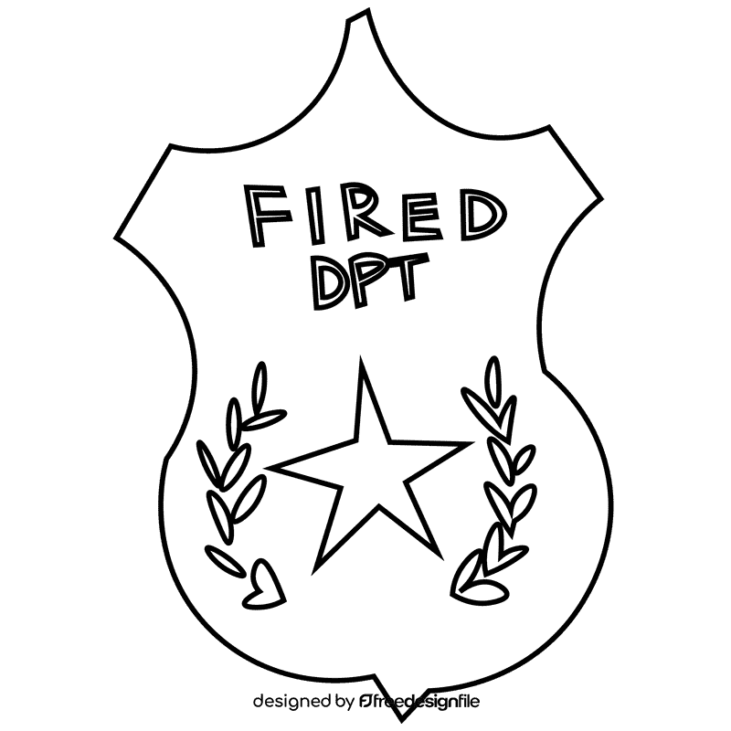 Fireman badge black and white clipart