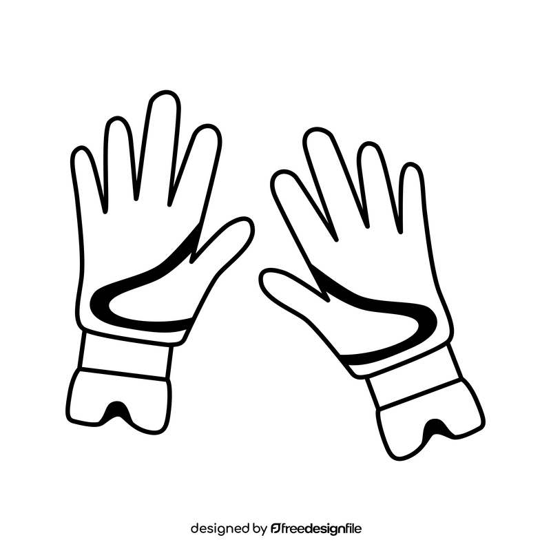 Scuba diving gloves drawing black and white clipart