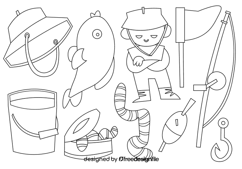 Fisherman black and white vector