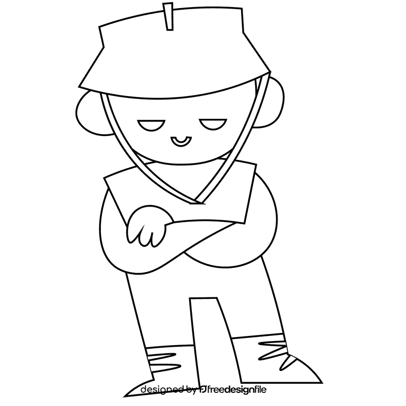 Fisherman black and white clipart