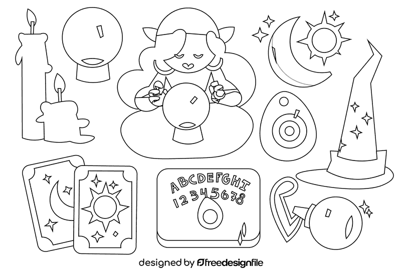 Fortuneteller black and white vector