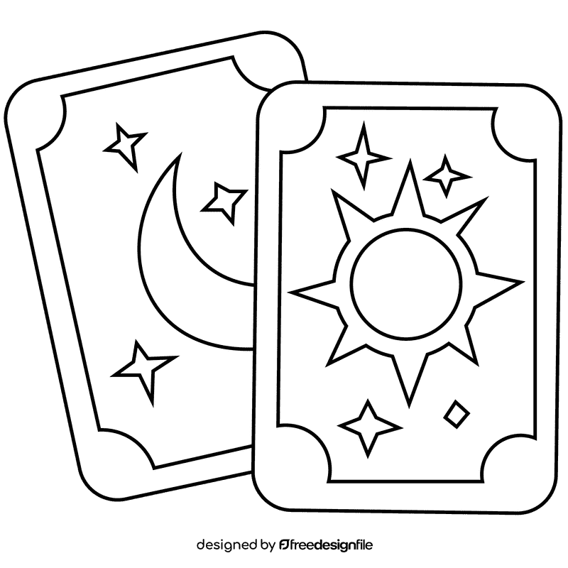 Fortuneteller cards black and white clipart