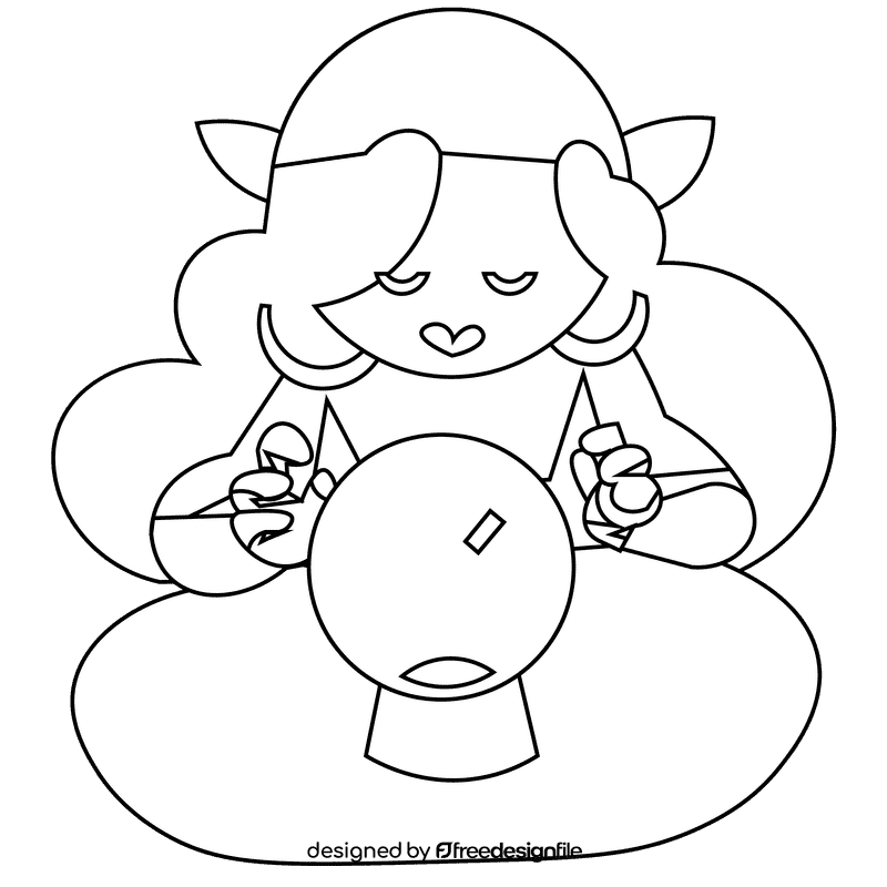 Fortuneteller black and white clipart