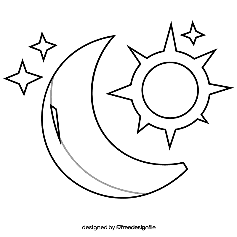 Fortuneteller sunmoon black and white clipart