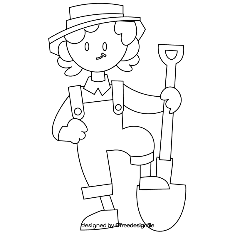 Gardener black and white clipart