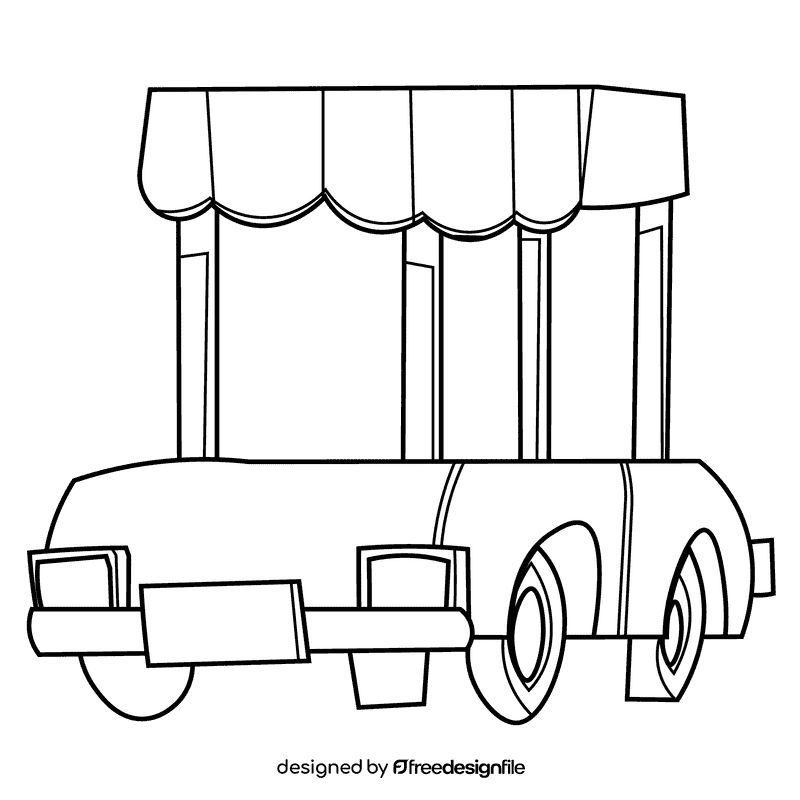Golf car black and white clipart