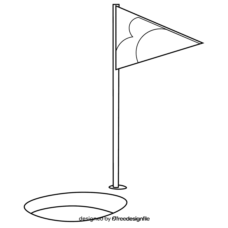Golf hole black and white clipart